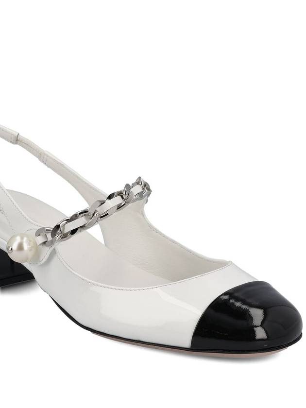 Two Tone Patent Leather Slingback Pumps White - MIU MIU - BALAAN 5