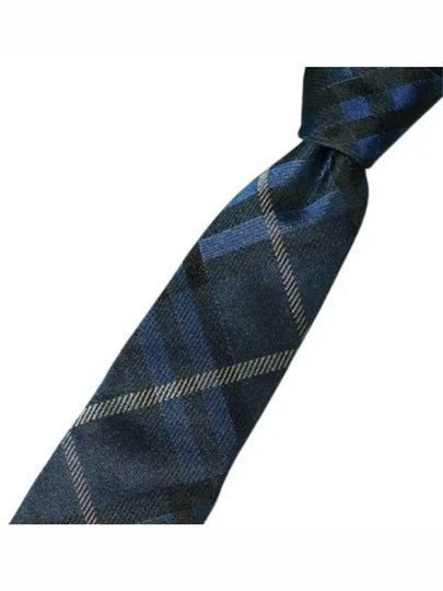 Check Pattern Silk Tie Midnight - BURBERRY - BALAAN 2