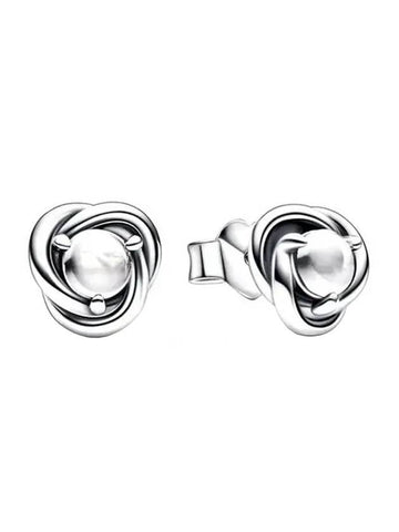 Clear Eternity Circle Stud Earrings Silver - PANDORA - BALAAN 1