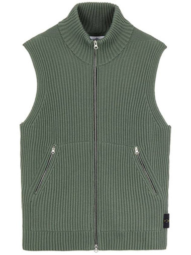 21FW 7515565C2 V0055 Wappen Patch Knit Zip-up Vest Khaki Men’s Jacket TJ - STONE ISLAND - BALAAN 1