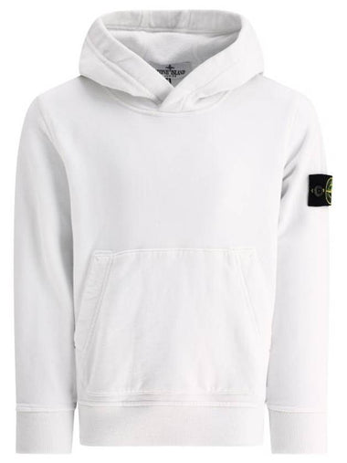 Kids 61620 Organic Cotton Fleece Hoodie White - STONE ISLAND - BALAAN 1