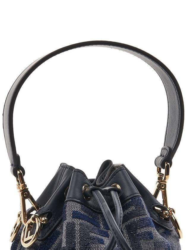 Mon Tresor FF Chenille Mini Bucket Bag Dark Blue - FENDI - BALAAN 8