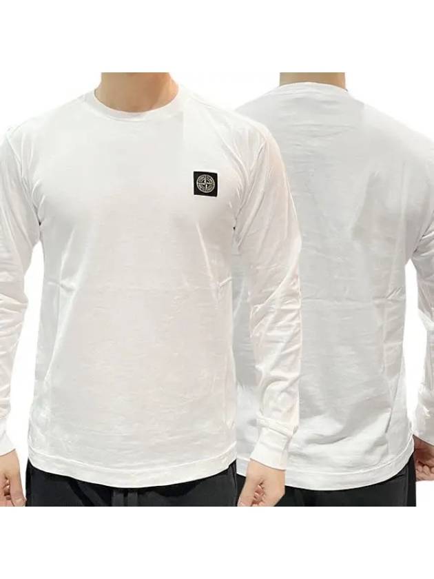 Logo Patch Long Sleeve T-Shirt White - STONE ISLAND - BALAAN 2