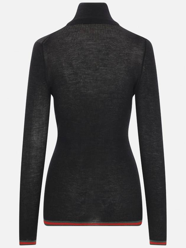 Cashmere silk blend turtleneck black - GUCCI - BALAAN 3