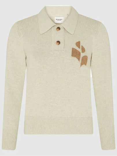 Nola Long Sleeve Polo Knit Top Ivory - ISABEL MARANT - BALAAN 2