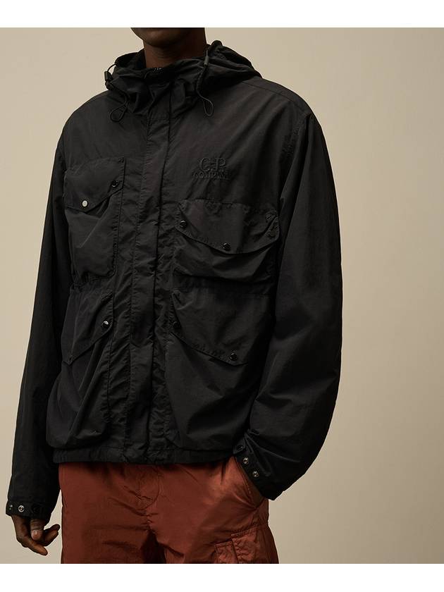 Flatt Nylon Goggle Hooded Jacket Black - CP COMPANY - BALAAN 5