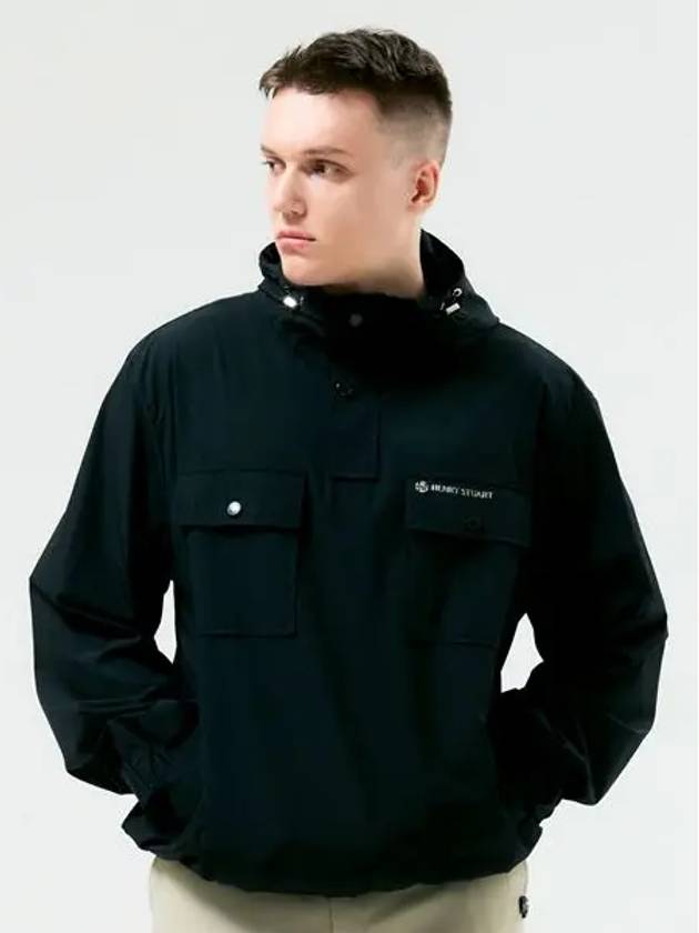 Golf Men s Hooded Double Pocket Anorak Jumper Black - HENRY STUART - BALAAN 1