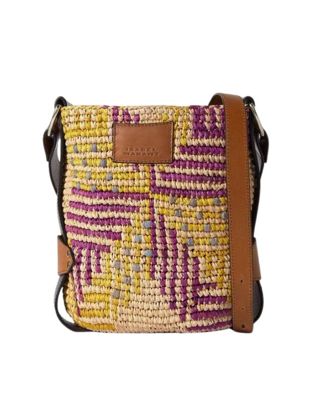 Bayia Mini Raffia Bucket Bag Yellow Pink - ISABEL MARANT - BALAAN 1