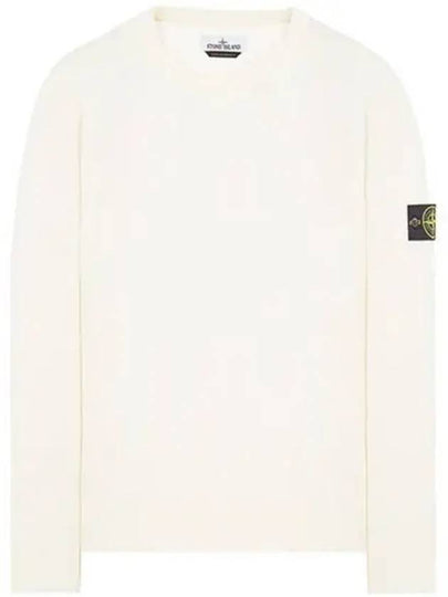 Wappen Patch Crew Neck Soft Cotton Knit Top Ivory - STONE ISLAND - BALAAN 2