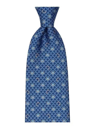 Men's Fox Print Silk Tie Blue - SALVATORE FERRAGAMO - BALAAN 1