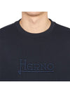 embroid logo crew neck sweatshirt navy - HERNO - BALAAN 7