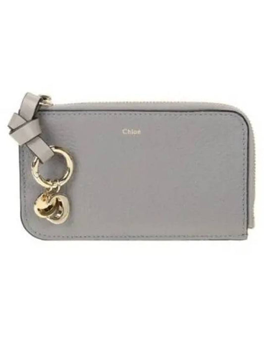 Alphabet Half Zipper Leather Card Wallet Grey - CHLOE - BALAAN 2