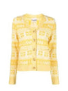 Intarsia Logo Wool V-Neck Cardigan Yellow - GANNI - BALAAN 2