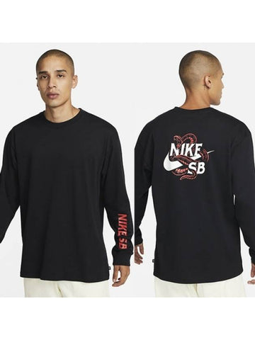 01DM2258010SBSnake Long Sleeve TShirtBlack - NIKE - BALAAN 1