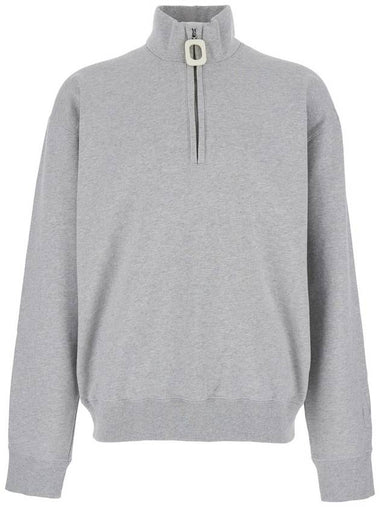 Grey High Neck Sweatshirt With Zip Closure And Logo Embroidery In Cotton Man - JW ANDERSON - BALAAN 1