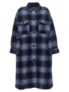 Women's Fontizi Check Wool Single Coat Navy - ISABEL MARANT ETOILE - BALAAN 1