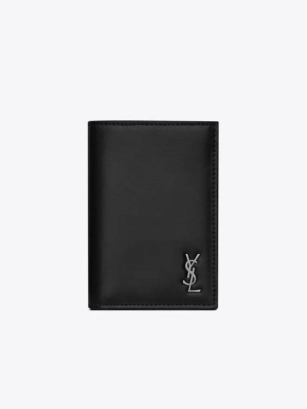 Men's Tiny Monogram Logo Half Wallet Black - SAINT LAURENT - BALAAN 5