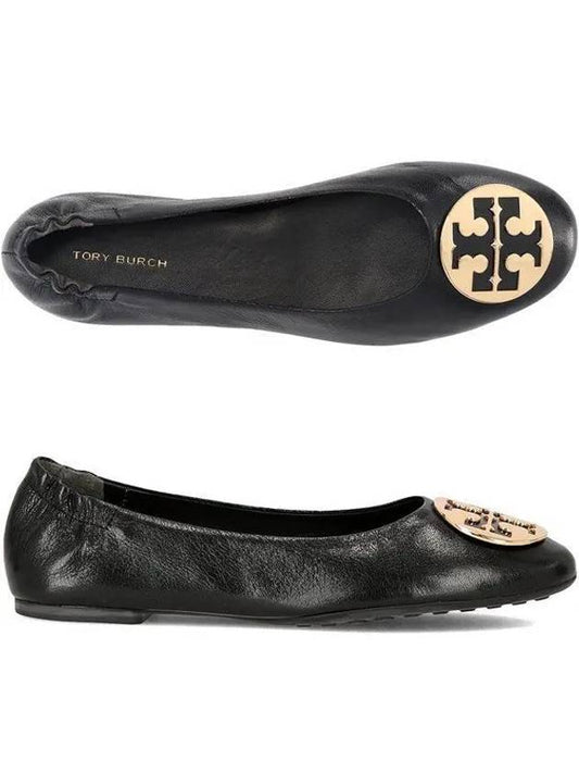 Logo Leather Ballerina Flat Black - TORY BURCH - BALAAN 2