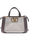 Signature V Logo Bicolor Tote Bag Grey - VALENTINO - BALAAN 2