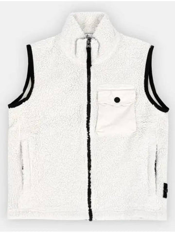 Stone Kids Waffen Patch Fleece Vest Ivory 771662043 V0097 271830 1064688 - STONE ISLAND - BALAAN 1