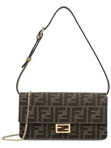 Baguette FF Fabric Shoulder Long Wallet Brown - FENDI - BALAAN 1