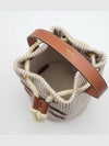 Teen Drawstring Striped Canvas Calfskin Bucket Bag Beige - CELINE - BALAAN 9