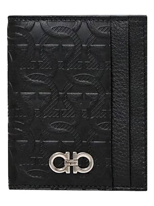 Embossed Logo Flap Gancini Card Wallet Black - SALVATORE FERRAGAMO - BALAAN 2