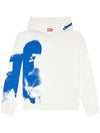 Distressed Smudgy Print Hoodie White - DIESEL - BALAAN 1