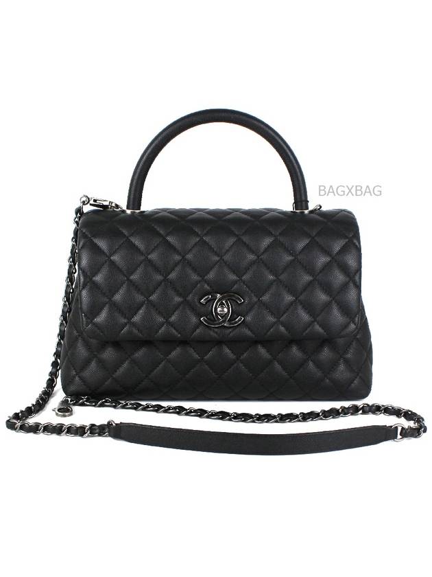 CH Caviar Coco Handle Large Black Silver CH42BG043 - CHANEL - BALAAN 9