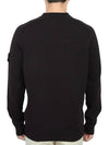 Men's Waffen Patch Crew Neck Raw Cotton Knit Top Navy - STONE ISLAND - BALAAN 5