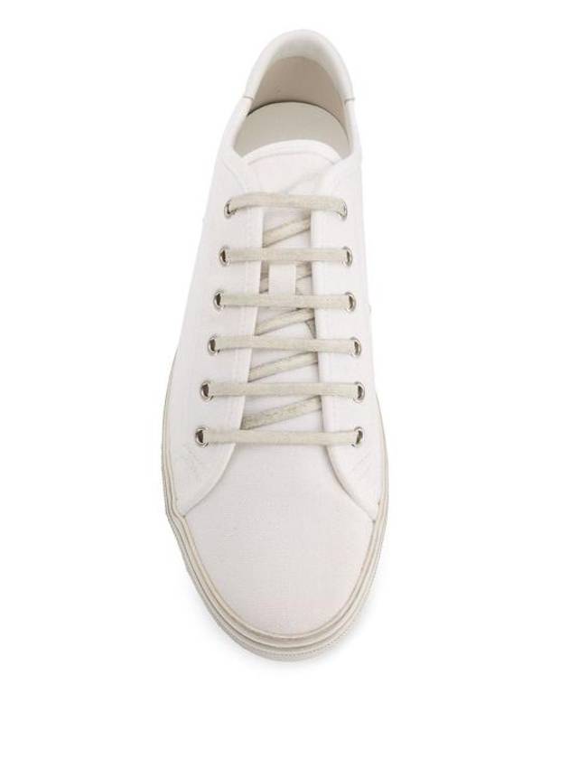 Malibu Logo Canvas Low Top Sneakers White - SAINT LAURENT - BALAAN 5