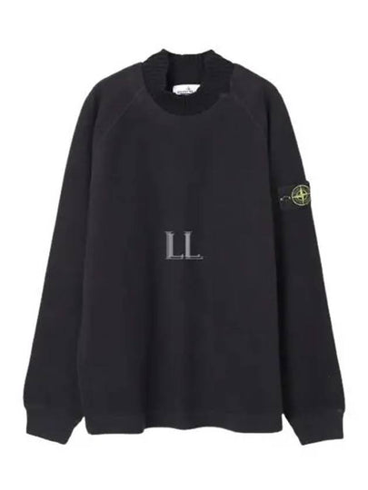 Garment Dyed Gauze Mock Neck Sweatshirt Black - STONE ISLAND - BALAAN 2