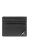 Triangle Logo Saffiano Card Wallet Black - PRADA - BALAAN 2