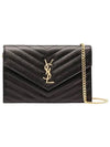 Women's Logo Envelope Chain Long Wallet Black - SAINT LAURENT - BALAAN 3