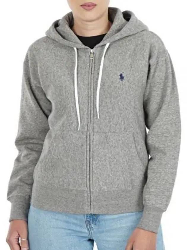 Embroidered Logo Zip Up Hoodie Grey - POLO RALPH LAUREN - BALAAN 2