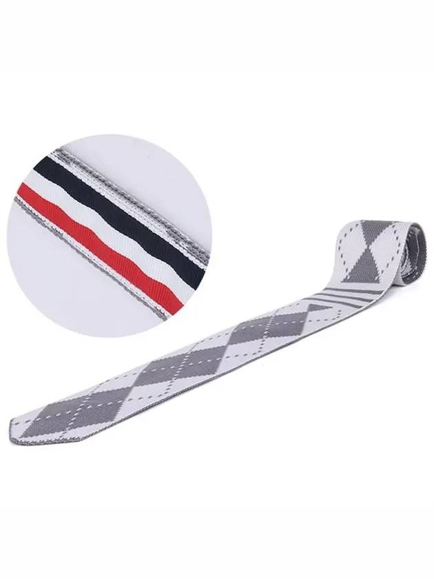 Men's Diagonal Stripe Knit Silk Jacquard Argyle Tie Light Gray - THOM BROWNE - BALAAN.