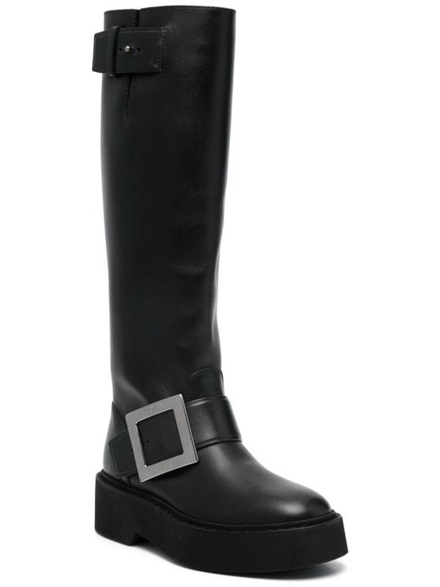 Viv Ranger Biker Leather Long Boots Black - ROGER VIVIER - BALAAN 3