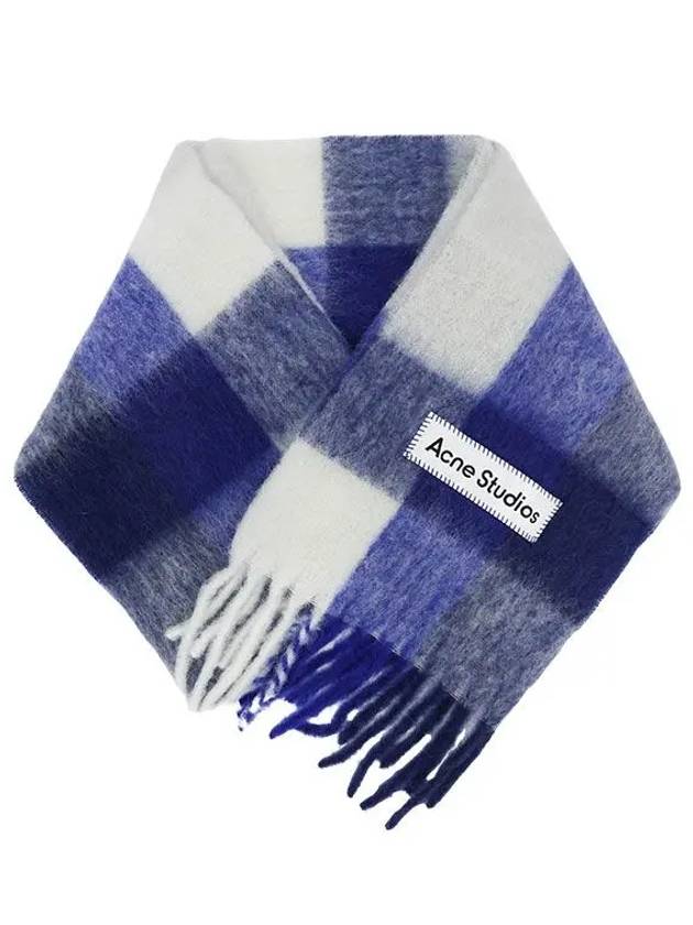 Check Mohair Muffler Royal Blue - ACNE STUDIOS - BALAAN 4