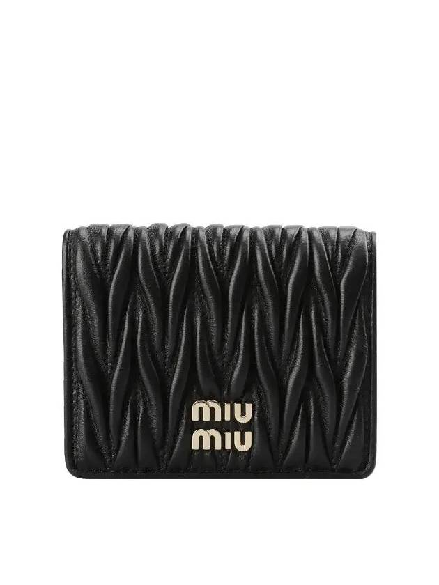 Matelasse Leather Half Wallet Black - MIU MIU - BALAAN 3