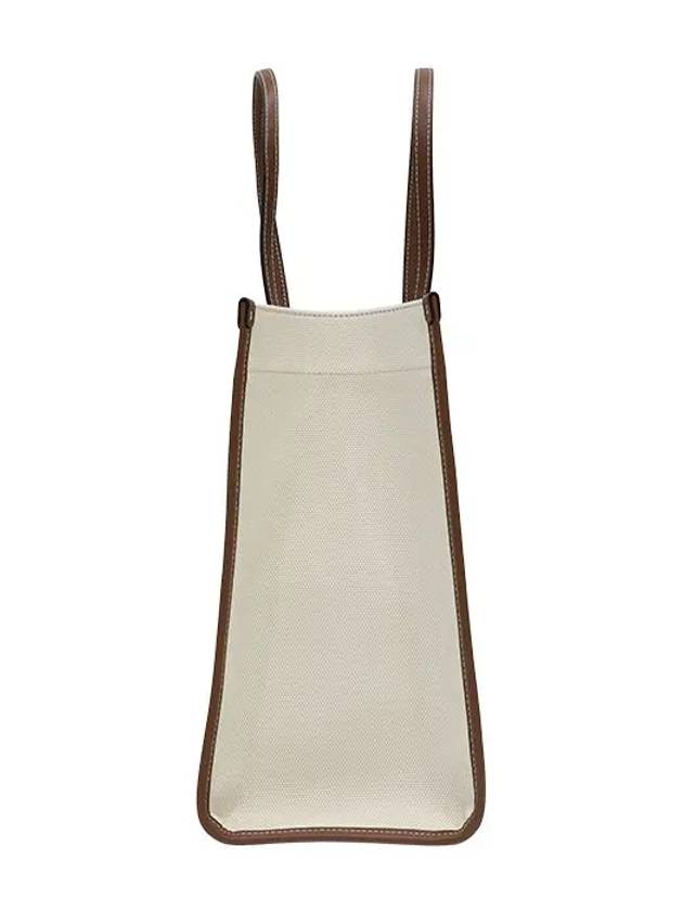 Medium Two-Tone Canvas and Leather Freya Tote Bag Natural Tan - BURBERRY - BALAAN 5