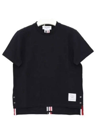 Center Back Stripe Classic Cotton Pique Relaxed Fit Short Sleeve T-Shirt Navy - THOM BROWNE - BALAAN 2