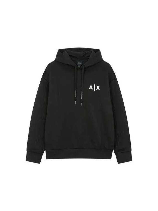 Men s Embroidered Logo Ribbed Hooded Sweatshirt Black 271964 - ARMANI EXCHANGE - BALAAN 1