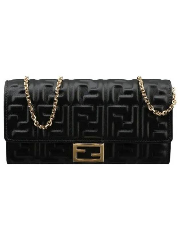 FF Baguette Nappa Leather Long Wallet Black - FENDI - BALAAN 3