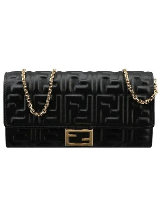 FF Baguette Nappa Leather Long Wallet Black - FENDI - BALAAN 2