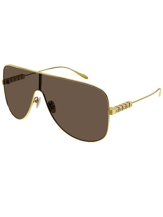 Shield Oversized Frame Sunglasses Gold - GUCCI - BALAAN 2