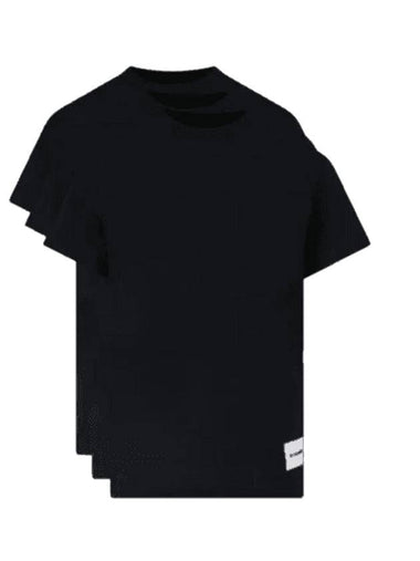 Logo Patch Cotton Short Sleeve T-Shirt 3 Pack Black - JIL SANDER - BALAAN 1