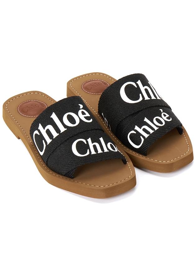 Woody Logo Flat Mule Slippers Black - CHLOE - BALAAN 4