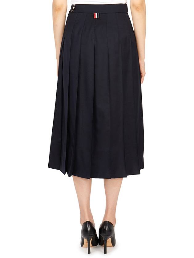 Super 120S Twill Below Knee Pleated Skirt Navy - THOM BROWNE - BALAAN 8