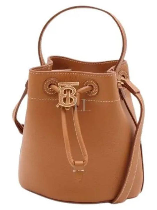 TB Mini Leather Bucket Bag Warm Russet Brown - BURBERRY - BALAAN 2