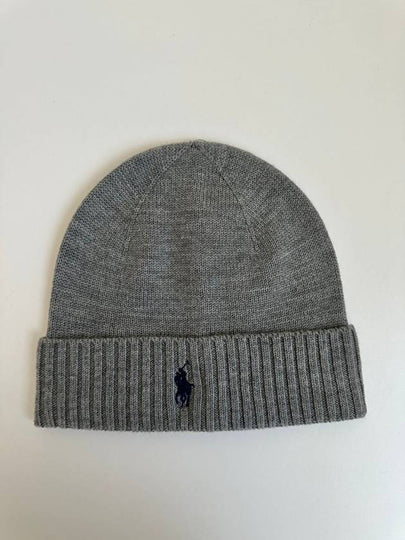 Pony Embroidered Knit Beanie Grey - POLO RALPH LAUREN - BALAAN 2